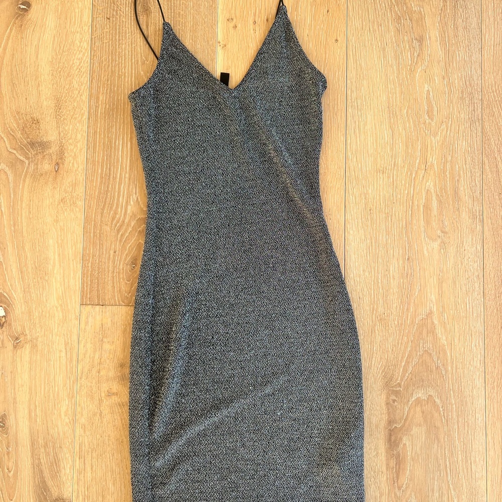 Elegant Sparkle Silver Spaghetti Strap Dress